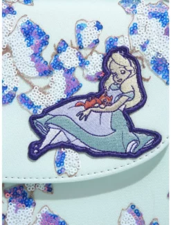 Matching Sets Loungefly Disney Alice In Wonderland Alice & Dinah Floral Sequin Handbag - BoxLunch Exclusive -BoxLunch Shop 16051462 av3