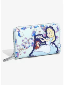 Matching Sets Loungefly Disney Alice In Wonderland Alice & Dinah Floral Sequin Wallet - BoxLunch Exclusive