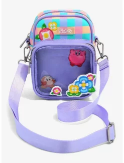 Matching Sets Nintendo Kirby Checkered Floral Pin Collector Crossbody Bag - BoxLunch Exclusive